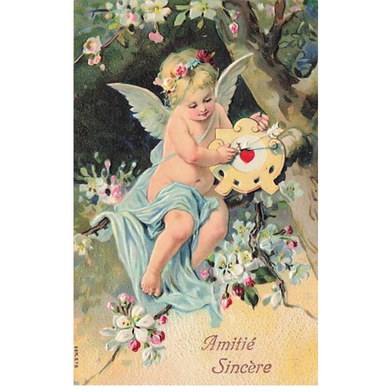 n°26184 - Carte Gaufrée - Amitié Sincère - Ange réglant une pendule