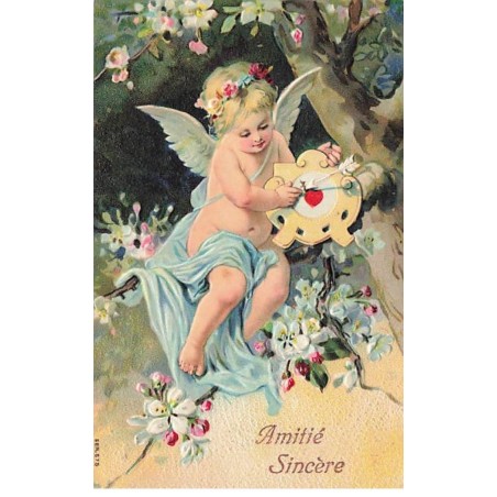 n°26184 - Carte Gaufrée - Amitié Sincère - Ange réglant une pendule