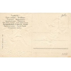 n°26187 - Carte Gaufrée - Angelots, Cupidons jouant au diabolo avec des coeurs