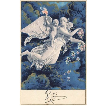 n°26190 - Ange sur le dos d'un ange gardien dans le ciel