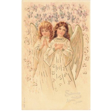 n°26196 - Carte Gaufrée - MSIB 13606 - Deux Anges Gardiens priant