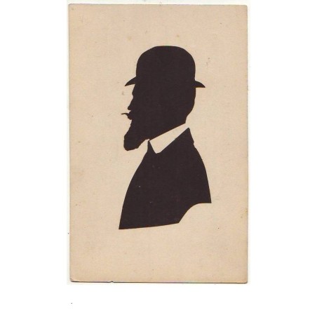 n°12754 - Silhouette d'un homme barbu avec un chapeau melon
