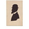 n°12754 - Silhouette d'un homme barbu avec un chapeau melon