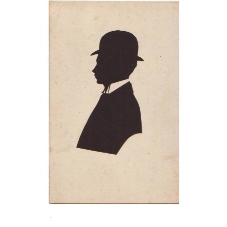 n°12756 - Silhouette d'un homme en costume portant un chapeau melon