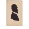 n°12759 - Silhouette d'un homme barbu portant un chapeau melon