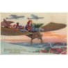 n°26224 - Carte Gaufrée - Boldog Karacsonyi ünnepeket - Ange dans un avion rempli de jouets et de cadeaux