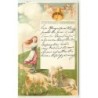 n°10291 - Carte Fantaisie - Fröhliche Ostern - Erika n°1363 - Angelots, moutons