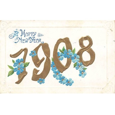 n°26251 - Carte Gaufrée - A Happy New Year 1908 - Myosotis