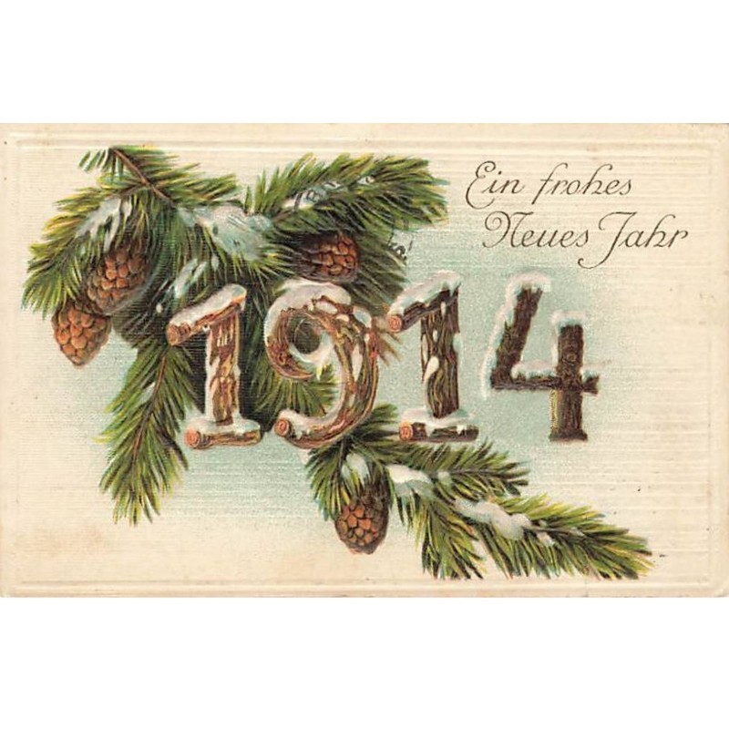 n°26253 - Carte Gaufrée - Ein frohes Neues Jahr 1914 - Branche de sapin