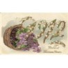 n°26255 - Carte Gaufrée - Bonne et Heureuse Année 1912 - Muguet et violettes
