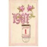n°26260 - Carte Gaufrée - Bonne Année 1907 - Roses