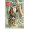 n°26273 - Carte Gaufrée - Joyeux Noël - Père Noël au téléphone