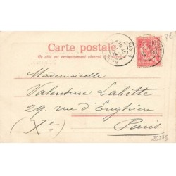 n°26275 - Carte Gaufrée - Heureuses Pâques - Un lièvre donnant à un autre un panier rempli d'oeufs