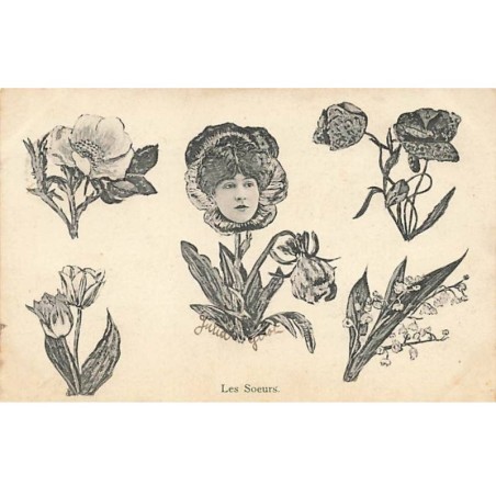 n°26279 - Fantaisie - Les Soeurs - Tulipe, rose, muguet - Surréalisme