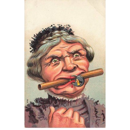 n°26286 - Fantaisie - Femmes - Vielle femme avec la bouche cadenassée