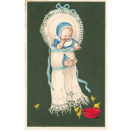n°26288 - Carte Gaufrée - Fantaisie - Serie 5825 - Bébé dans un nid d'ange