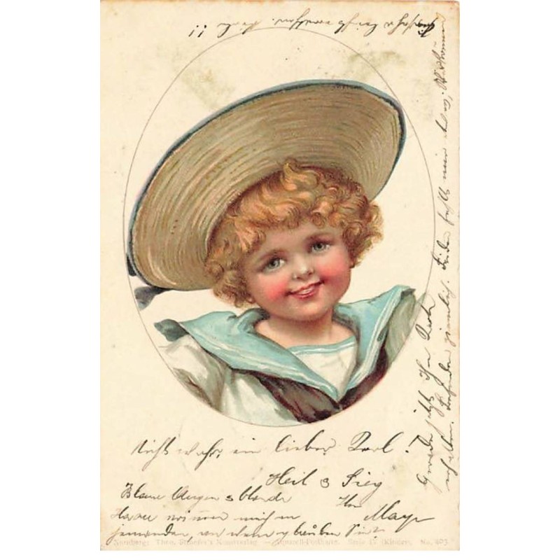 n°26289 - Fantaisie - Stroefer's - Portrait d'un enfant portant un grand chapeau