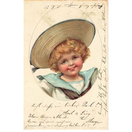 n°26289 - Fantaisie - Stroefer's - Portrait d'un enfant portant un grand chapeau