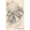 n°26292 - Fantaisie -  Femmes dans un traîneau conduit par un ange, trinquant avec du champagne