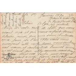 n°26303 - Fantaisie - Carte Brodée - Bonne Année - Gui et Houx dans des sabots