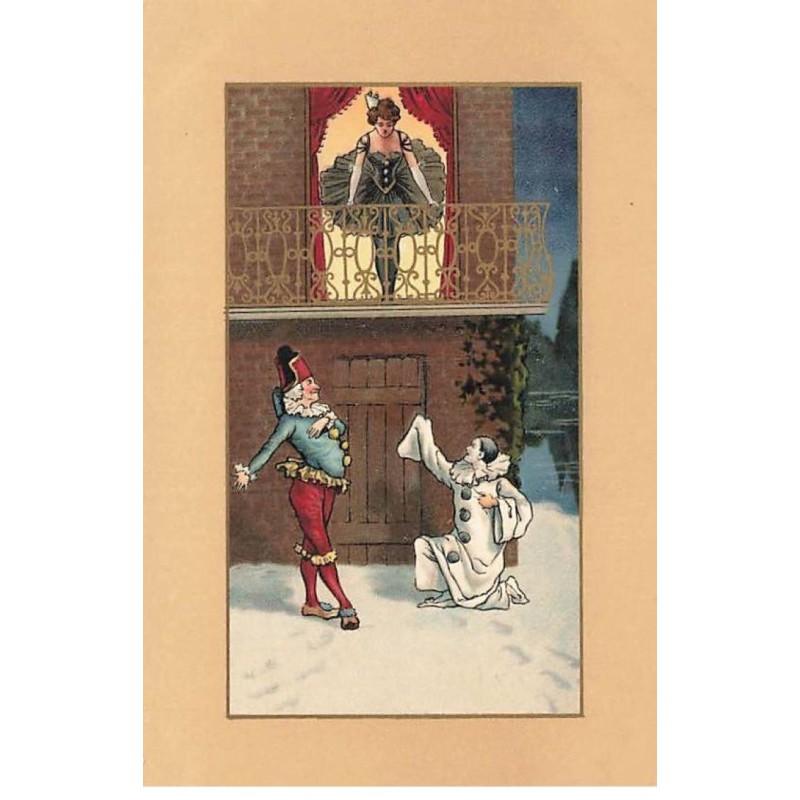 n°26330 - Fantaisie - Pierrot et Arlequin déclarant leur amour à Colombine