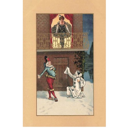 n°26330 - Fantaisie - Pierrot et Arlequin déclarant leur amour à Colombine
