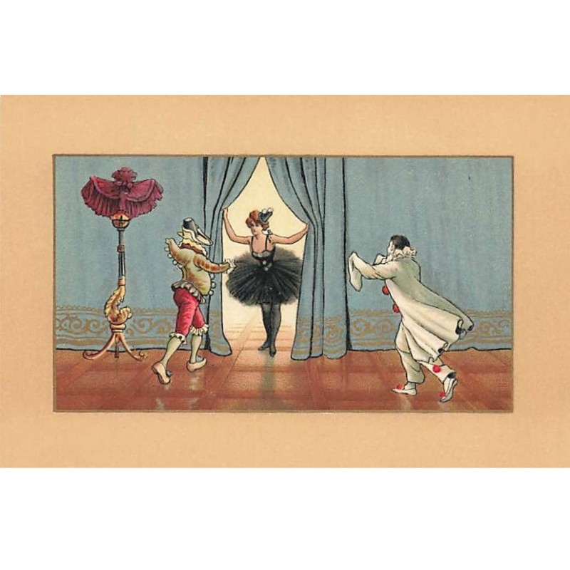 n°26332 - Fantaisie - Pierrot et Arlequin s'approchant de Colombine