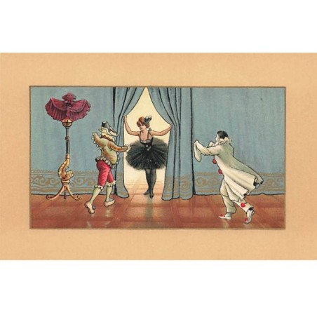 n°26332 - Fantaisie - Pierrot et Arlequin s'approchant de Colombine