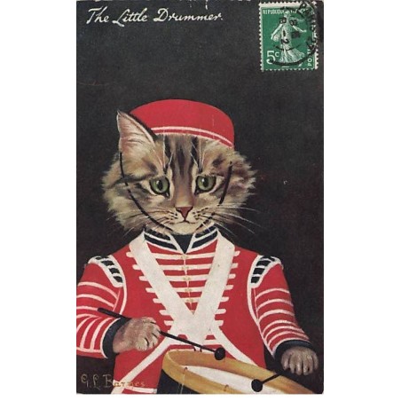 n°26338 - Illustrateur G.L. Barnes - The Little Drummier - Chat habillé jouant du tambour