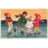 n°26342 - Nouvel An - Style Flatscher - Enfants faisant du patins sur glace
