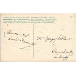 n°26346 - Carte Gaufrée - Joyeux Noël - Lutins mangeant un biscuit en forme de bonhomme