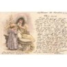 n°26348 - Fantaisie - Meissner - MSM - Une jeune femme et une fillette près d'un lapin