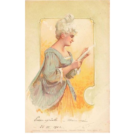 n°26362 - Fantaisie - Stroefer's Serie XXXIV n°7 - Jeune femme lisant une lettre
