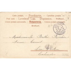 n°26366 - Fantaisie - Jeune femme dans un pré, portant des myosotis