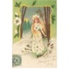 n°26369 - Fantaisie - Jeune femme portant une robe rose des neiges