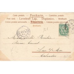 n°26372 - Fantaisie - Jeune femme portant une robe fleuri, près d'un puits