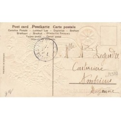 n°26377 - Carte Gaufrée - 1er Avril - Anges mettant des coeurs et des myosotis dans une voiture