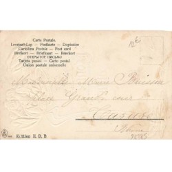 n°26385 - Carte Gaufrée - Art Nouveau - Bonne Année - Tête d'une jeune femme au milieu d'une fleur