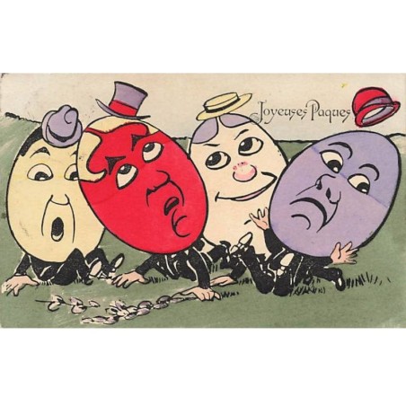 n°26391 - BKWI 4C92 - Joyeuses Pâques - Oeufs humanisés tombés - Surréalisme