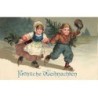 n°26406 - Carte Gaufrée - Serie 635 - Fröhliche Weihnachten - Un couple avec des patins sous leurs sabots