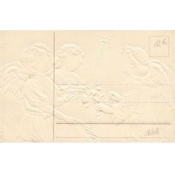 n°26408 - Carte Gaufrée - Gesegnete Weihnachten - Anges avec des fleurs
