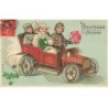 n°26413 - Carte Gaufrée - MSIB 13791 - Heureuse Année - Personnes dans une voiture