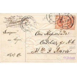 n°26445 - Carte Gaufrée - Ange, Cupidon offrant une rose à une femme