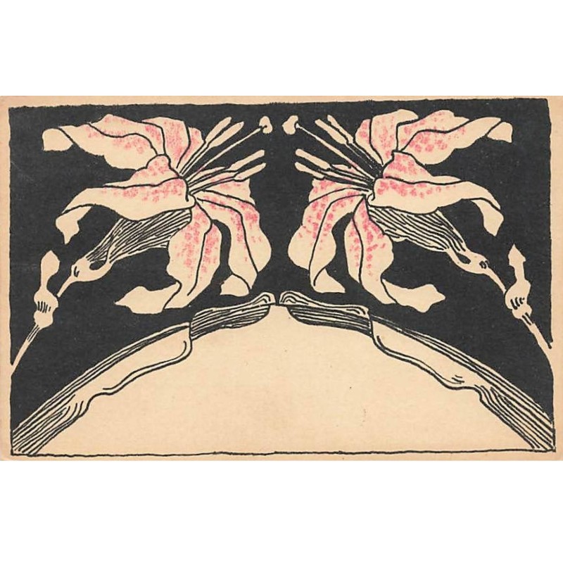 n°26451 - Illustrateur - Art Nouveau - Deux fleurs de Lys - Format 14,7 * 9,6 cm