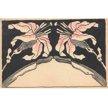 n°26451 - Illustrateur - Art Nouveau - Deux fleurs de Lys - Format 14,7 * 9,6 cm