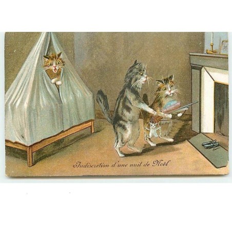 n°12832 - M. Boulanger - Indiscrétion d'une nuit de Noël - Chats déposant des cadeaux