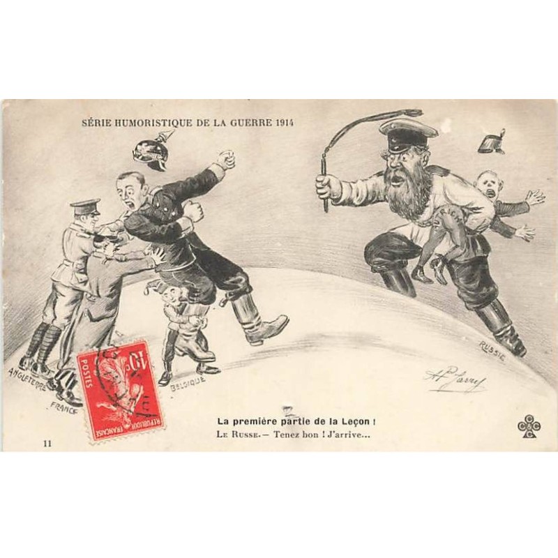 n°26460 - Satirique - Série Humoristique de la Guerre 1914 - La première partie de la leçon - Le Russe