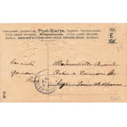 n°26465 - Carte Gaufrée - MSIB 13603 - Heureuses Pâques - Fillette assise sur une balustrade près de fleurs