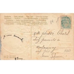 n°26468 - Carte Gaufrée - Serie 5837 - Joyeuses Pâques - Mouton tirant un oeuf, et sonnant à une cloche d'une maison
