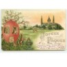 n°12833 - Carte Fantaisie - Joyeux Pâques - Lièvres déposant des oeufs